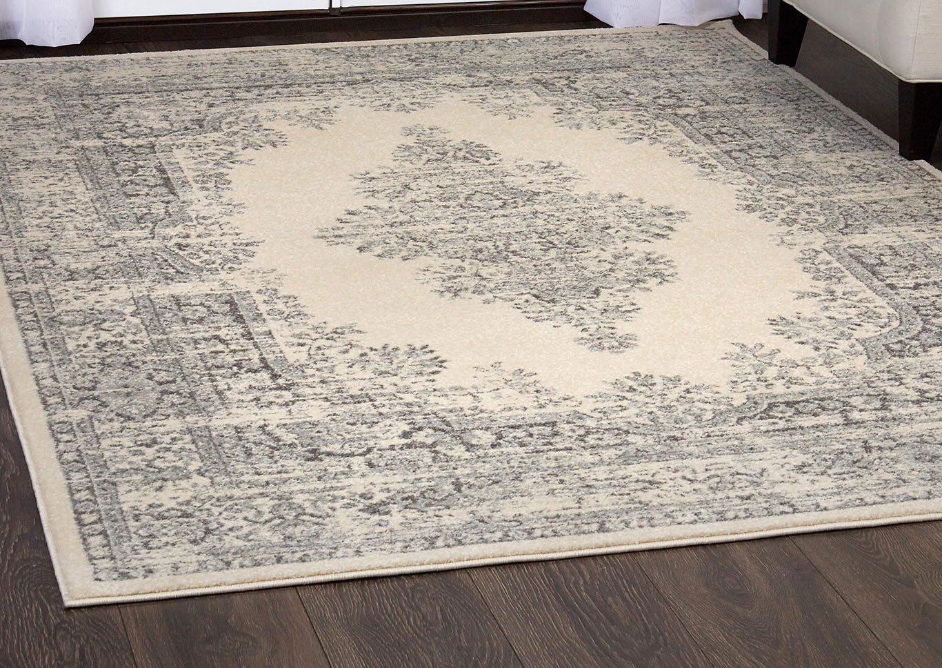 Home Dynamix Vintage Shilah Transitional Area Rug 26"x83" Medallion Ivory/Gray,Home Dynamix